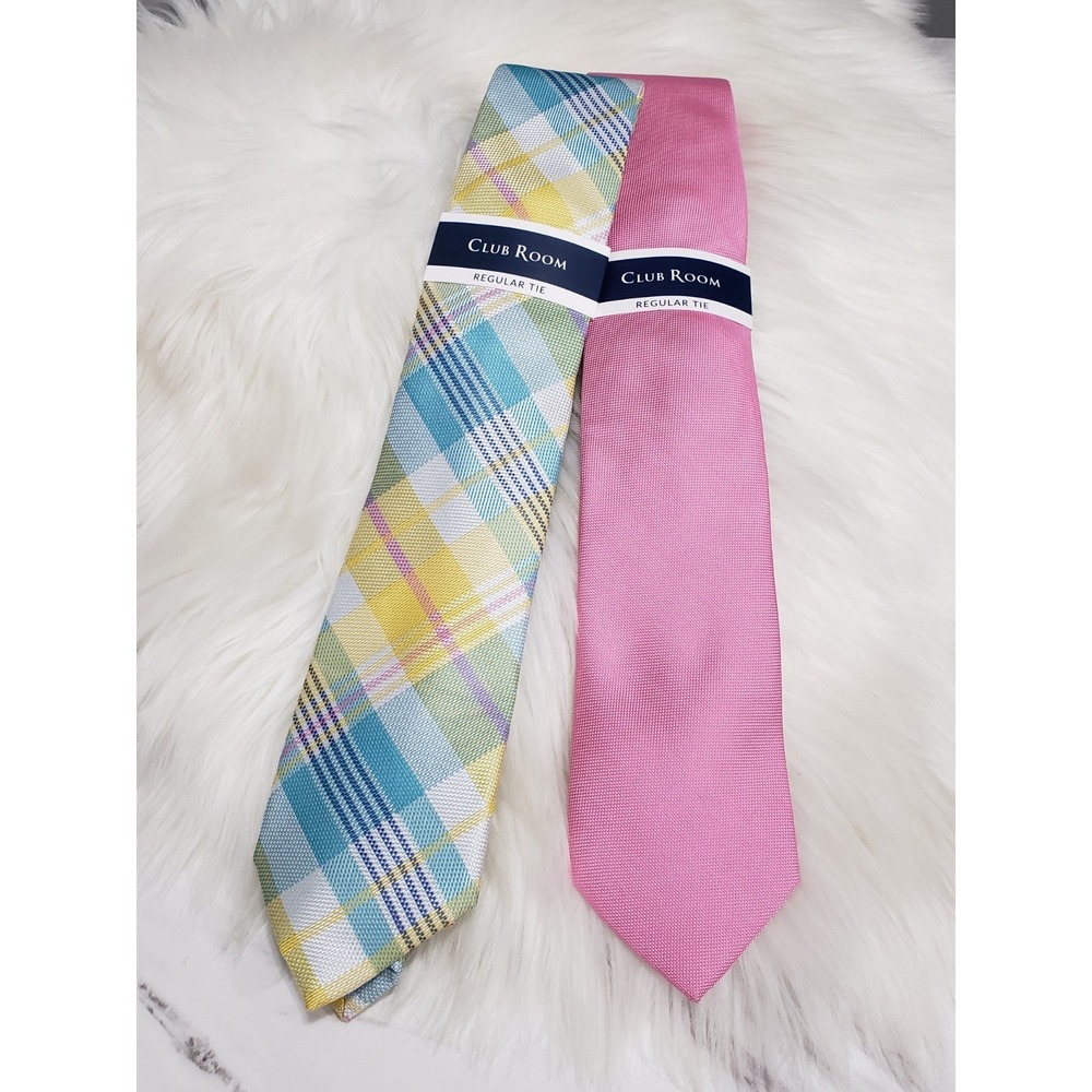NEW LOT 2 plaid pink picnic baby shower easter spring academic prep golf necktie